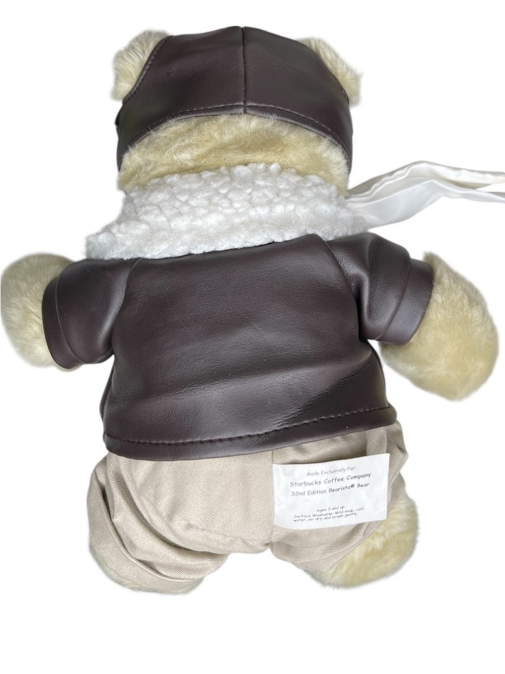 Starbucks Beige and Brown Pilot Bear Plush with Leather Jacket - Picture 6 of 8